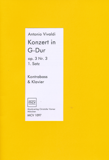 Antonio Vivaldi, Konzert Op.3 Nr.3, 1e.deel voor Bass en piano 